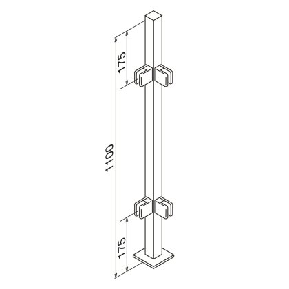 Pre-Assembled Glass Balustrade Square Corner Post with End Cap