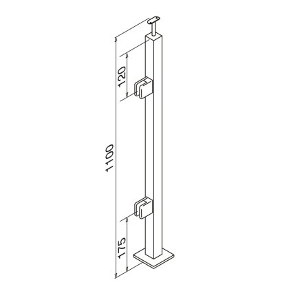 Pre-Assembled Glass Balustrade Square End Post with Fixed Saddle
