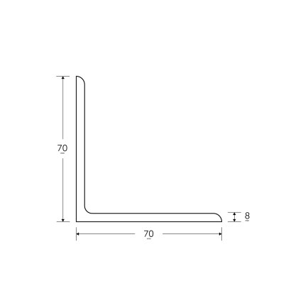 70 x 70 x 8mm Mild Steel Angles - BSEN10025-2 S275JR