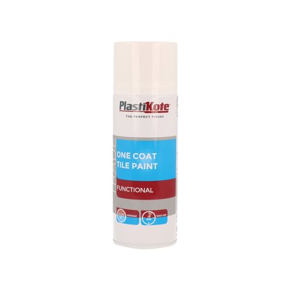 PlastiKote - Trade One Coat Spray Tile Paint Gloss White 400ml PlastiKote - Trade One Coat Spray Tile Paint Gloss White 400ml
