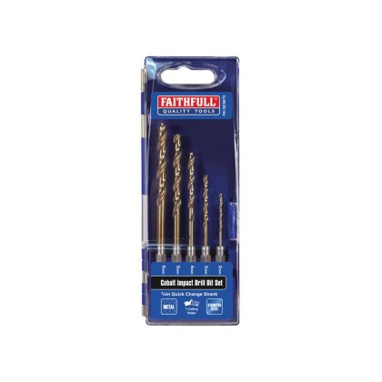 Faithfull - HSSE M35 Cobalt Quick-Change Impact Drill Bit Set, 5 Piece Faithfull - HSSE M35 Cobalt Quick-Change Impact Drill Bit Set, 5 Piece