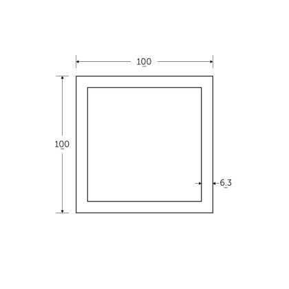 100 x 100 x 6mm Square Hollow Section - BSEN10219