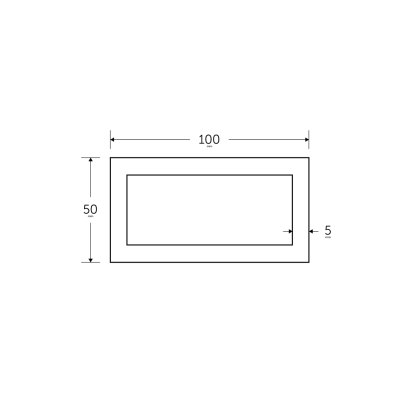 100 x 50 x 5mm - 7.5m Mild Steel Rectangular Box Hollow Section - BSEN10219 100 x 50 x 5mm - 7.5m Mild Steel Rectangular Box Hollow Section - BSEN10219