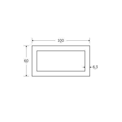 100 x 60 x 6mm Mild Steel Rectangular Box Hollow Section - BSEN10219 S235JR