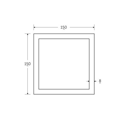 150 x 150 x 8mm Square Hollow Section - BSEN10219 S355J2H