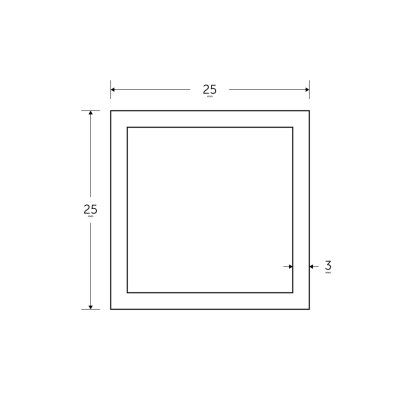 25 x 25 x 3mm - 7.5m Square Hollow Section - BSEN10219 S235JR 25 x 25 x 3mm - 7.5m Square Hollow Section - BSEN10219 S235JR