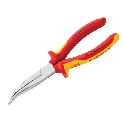Knipex - VDE Long Bent Snipe Nose Side Cutting Pliers 200mm Knipex - VDE Long Bent Snipe Nose Side Cutting Pliers 200mm