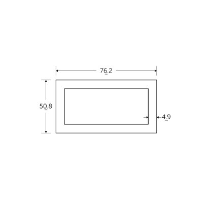 75 x 50 x 5mm Mild Steel Rectangular Box Hollow Section - BSEN10219 S235JR