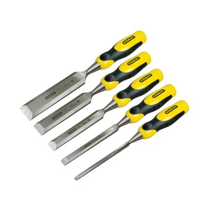 STANLEY - DYNAGRIP Bevel Edge Chisel with Strike Cap Set, 5 Piece STANLEY - DYNAGRIP Bevel Edge Chisel with Strike Cap Set, 5 Piece