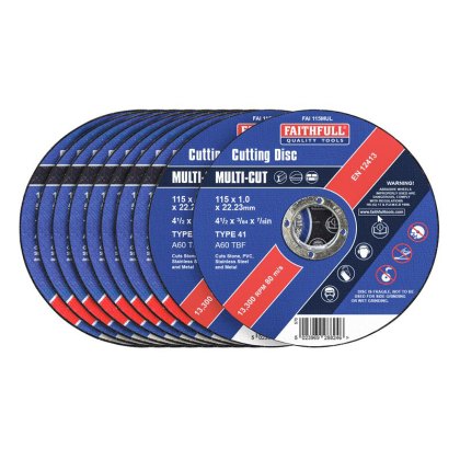 Faithfull - Multi-Purpose Cutting Disc 115 x 1.0 x 22.23mm (Pack 10)