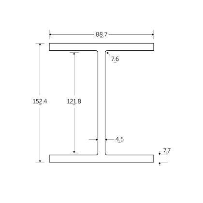 152 x 89 x 16KG Universal Beam Red Primer Painted - BSEN10025-2 S355J0