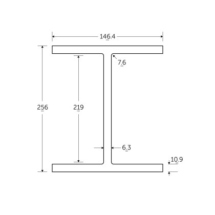 254 x 146 x 37KG Universal Beam Red Primer Painted - BSEN10025-2 S355J0