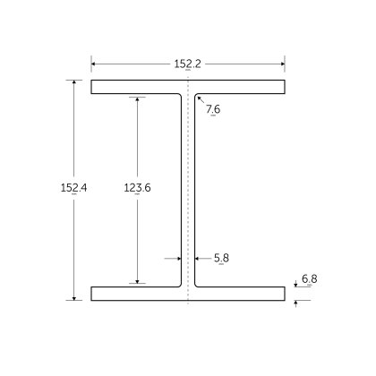 152 x 152 x 23KG Universal Column Red Primer Painted - BSEN10025-2 S355J0