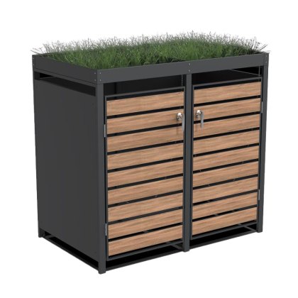 Ecoscape - Double Bin Storage with Planter - Woodgrain Charcoal Ecoscape - Double Bin Storage with Planter - Woodgrain Charcoal