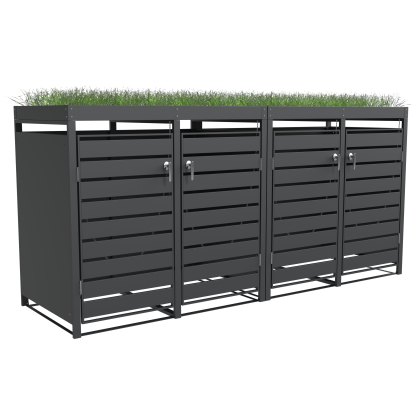 Ecoscape - Quadruple Bin Storage with Planter - Charcoal Ecoscape - Quadruple Bin Storage with Planter - Charcoal