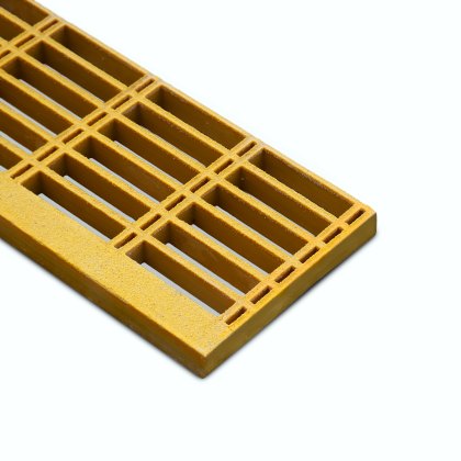 38mm Open Mesh GRP Stair Tread Grating 910mm - Yellow - RAL 1003 38mm Open Mesh GRP Stair Tread Grating 910mm - Yellow - RAL 1003