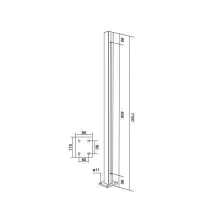 EazySlide Pre-Assembled Glass Balustrade End Post to suit 11.5mm Glass