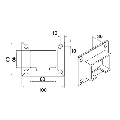 EazySlot Slotted Handrail Wall Flange EazySlot Slotted Handrail Wall Flange