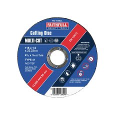 Faithfull - Multi-Purpose Cutting Disc 115 x 1.0 x 22.23mm (Pack 10) Faithfull - Multi-Purpose Cutting Disc 115 x 1.0 x 22.23mm (Pack 10)