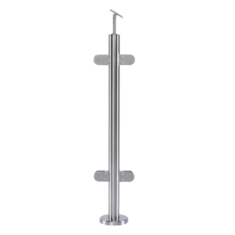 BM Architectural Pre-Assembled Glass Balustrade Round Middle Post with Adjustable Handrail Saddle