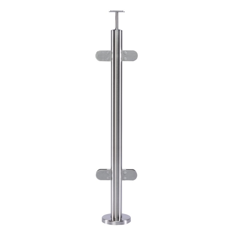 BM Architectural Pre-Assembled Glass Balustrade Round Middle Post with Fixed Handrail Saddle