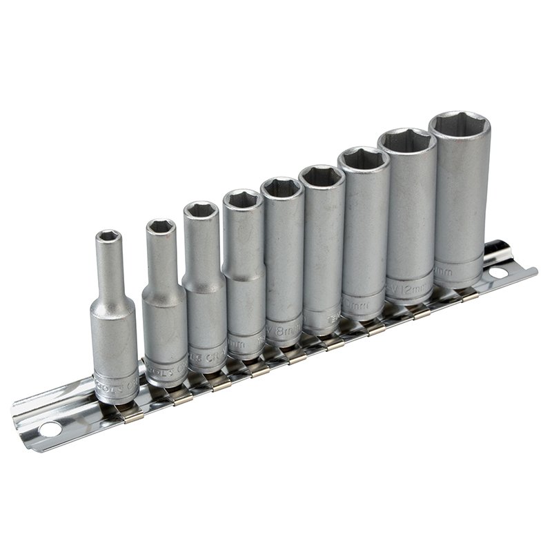 Teng - M1407 Deep Socket Clip Rail Set of 10 Metric 1/4in Drive