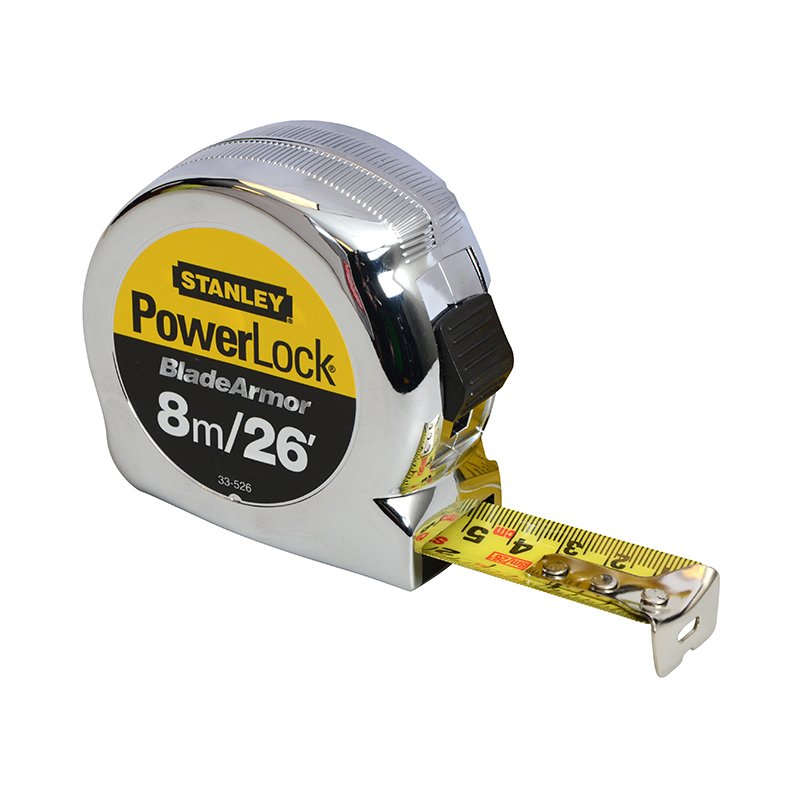 8m/26ft (Width 25mm) STANLEY - PowerLock BladeArmor Pocket Tape