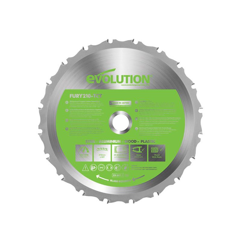 Evolution - FURY? Multi-Purpose TCT Circular Saw Blade 210 x 25.4mm x 20T