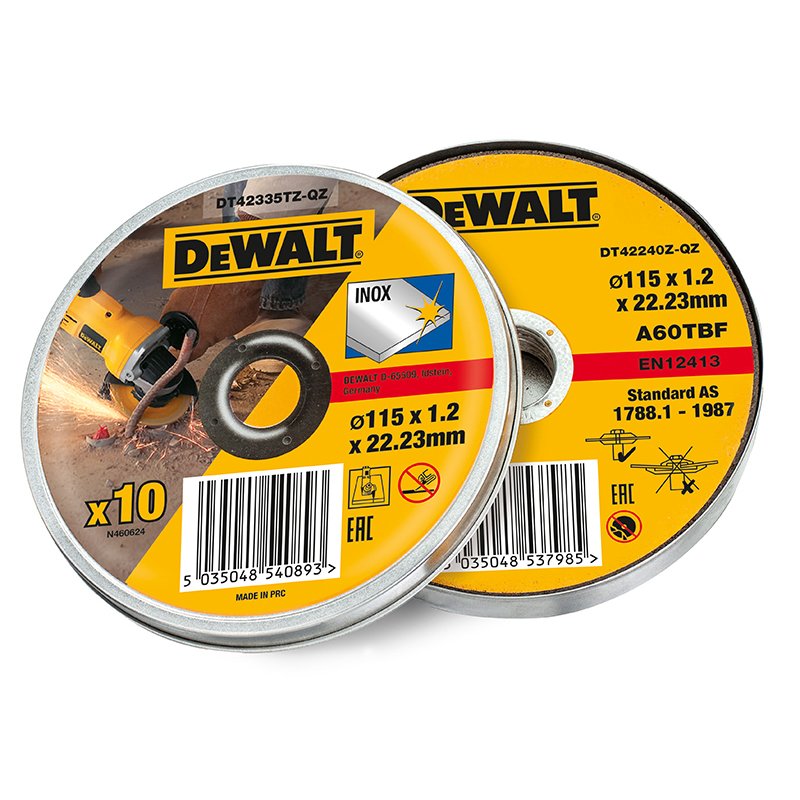 DEWALT - DT42335TZ Inox Metal/Stainless Cutting Disc 115 x 1.2 x 22.23mm (Tin of 10)
